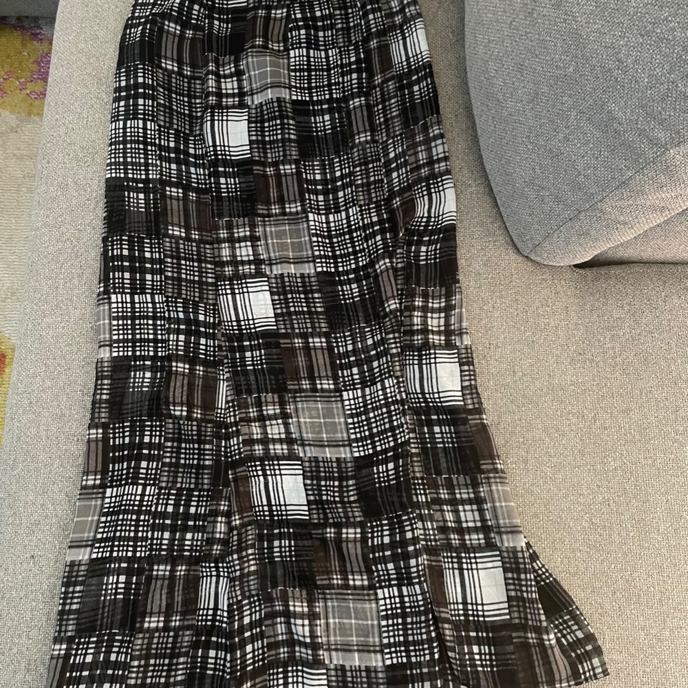 BCBGeneration Black White Plaid Single Slit Skirt